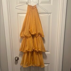 Missguided Yellow Halter Midi Dress